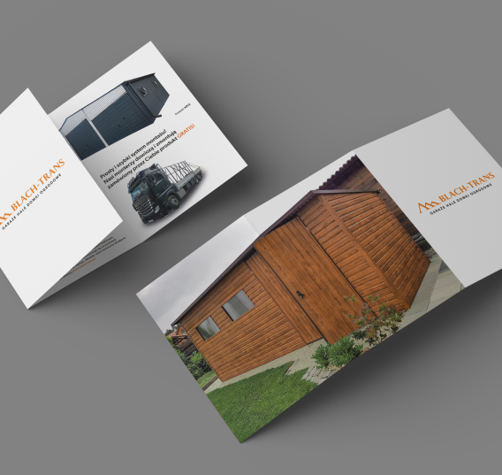 ulotka zawierająca ofertę garaży blaszanych o wymiarach 3xA5