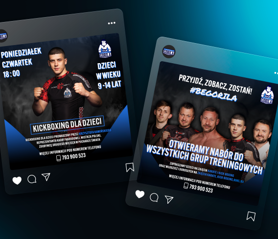 Dwa posty na Instagram Academia Gorilla - nadbór kickboxing